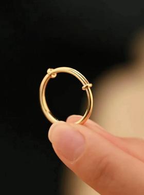 5G黄金推拉光圈戒指女999足金素圈指环纯金2024新款食指戒送女友