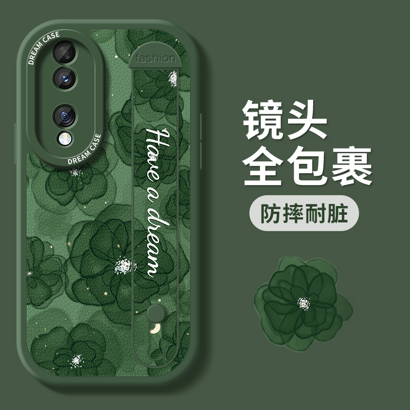 山茶花适用荣耀100手机壳女款honor90GT腕带80pro硅胶70pro+套50se荣耀30防摔pro外60壳华为全包60粉色se壳-图2