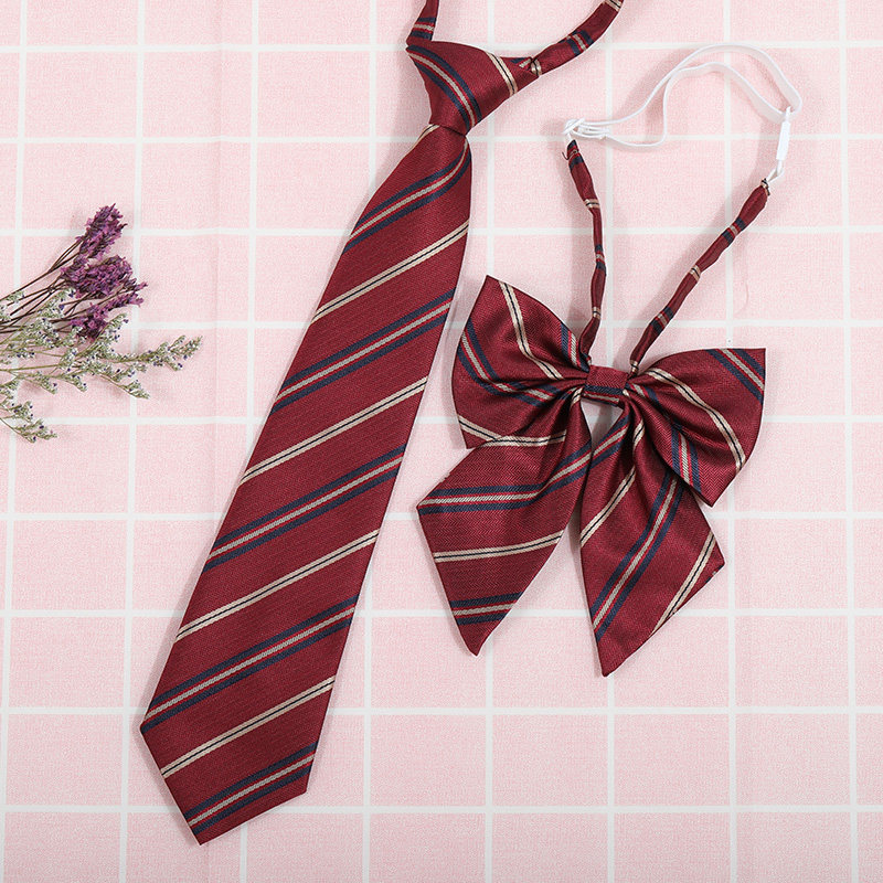 日系韩版条纹jk/dk学院风男女红绀灰蓝衬衫配饰免打领带领花套装,淘宝优惠券,粉丝福利购,淘宝优惠卷