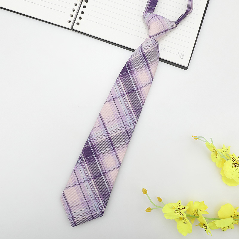 JK小领带女学院风懒人日系格子制服衬衫领带学生ins男女短款免打 - 图3