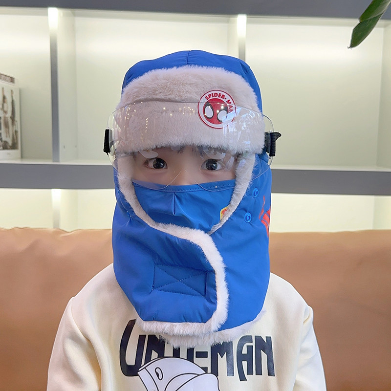 儿童雷锋帽子男童冬季加绒护耳帽女童宝宝保暖护目防风口罩防寒帽,淘宝优惠券,粉丝福利购,淘宝优惠卷
