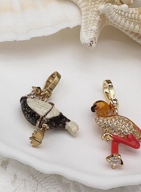 时尚可爱 红色镶钻火烈鸟 可打开肚子鸵鸟  吊坠--J8063-J8147