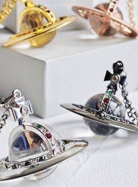 金银多色珠30CM立体土星项链