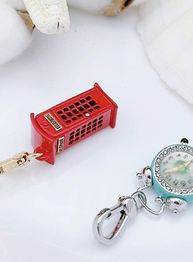 时尚可爱 红色邮筒 绿色闹钟  吊坠--J8009-J8093