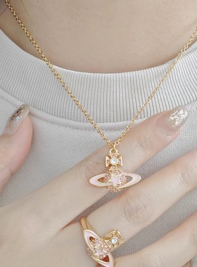 新款流星烤漆土星项链