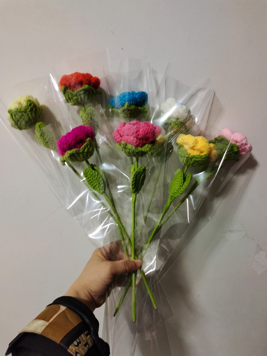 可定制全店满38包邮手工勾织玫瑰花毛线花成品情人节礼物DIY