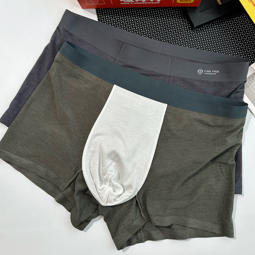 CP卡尔保罗白熊暖洋洋男士平角内裤中腰无痕柔软桑蚕丝裆秋冬款 - 图2