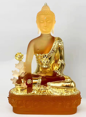 速发琉璃彩绘贴如药师七佛佛像套装摆件金家客厅供奉光居来