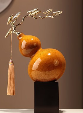 速发创意新中式招礼葫芦摆件电视居酒柜客厅办公室装饰品乔迁新柜