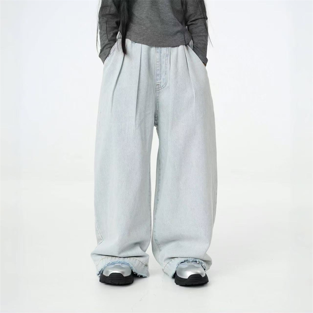 TOUKIDS2025春新款儿童牛仔裤中性休闲百搭毛边时髦阔腿洋气宽松 - 图3