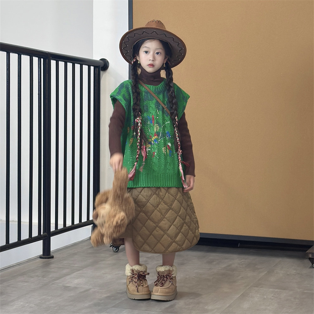 TOUKIDS儿童女童半身裙秋冬季短裙子公主裙咖色菱格纹新款洋气棉,淘宝优惠券,粉丝福利购,淘宝优惠卷