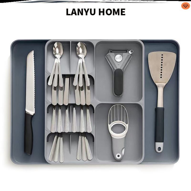 Kitchen Cutlery Drawer Organizer Drying Cutlery Tray Spoon-图1