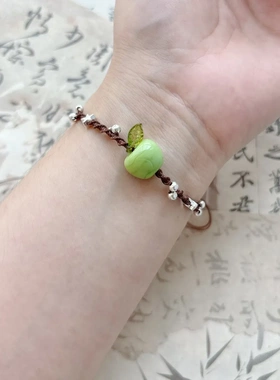 指尖上的苹果手绳森系青红苹果手工diy编绳ins风女闺蜜礼物手链