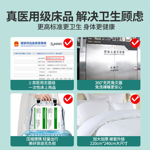 一次性床单单件单人无菌独立包装隔脏医用被套罩枕套三件套四件套 - 图0