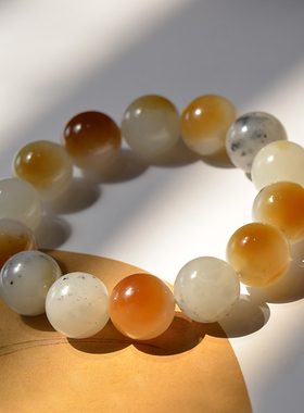 猫叔旗舰店和田玉糖白点墨手串