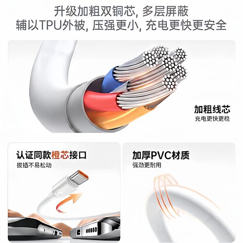 【3C认证】适用于华为充电器120W超级原装快充充电线头66快充手机充电器数据线安卓套装100双口Mate806typecw - 图1