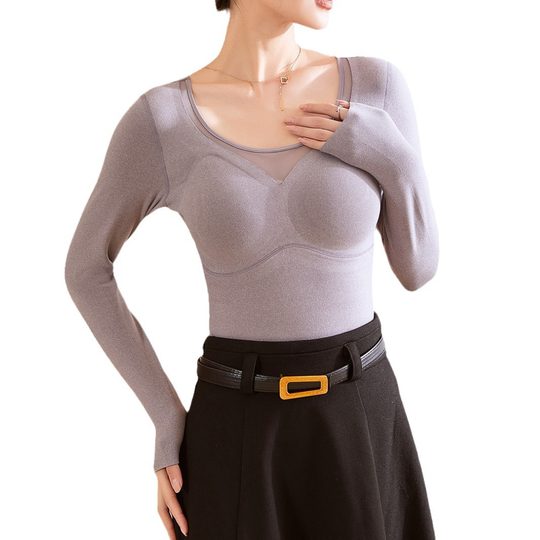 Graphene self-heating thermal vest women's fixed cup long-sleeved seamless bra without rims 3D shaped underwear
