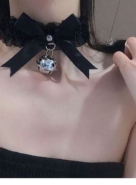 蕾丝小铃铛项圈女m颈带choker脖子情趣圣诞节锁骨链项链情侣颈环