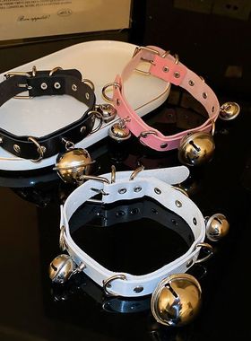 choker项链皮革众颈链配饰项圈设计高级2023感小独特女铃铛新款