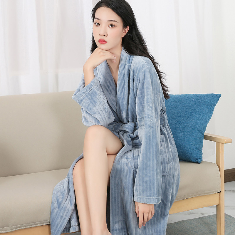 加厚珊瑚绒青年情侣男女晨袍冬睡袍 葡萄酷吧睡衣/家居服套装