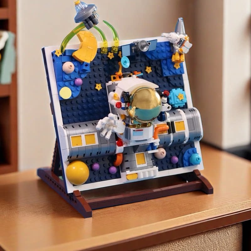 哲高积木太空探索儿童益智拼装玩具男女孩生日礼物立体画框摆件