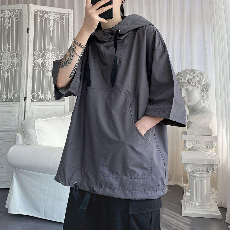 美式街头t恤男oversize冰丝感卫衣 纯饰服饰T恤