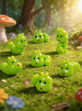 热销毛毛虫树脂公仔车载造景摆件