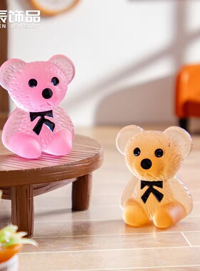 平面透明领结小熊树脂配件摆件