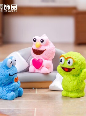 树脂卡通芝麻街动漫人物造景摆件