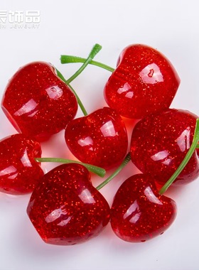 创意仿真水果萌粒细闪樱桃摆件