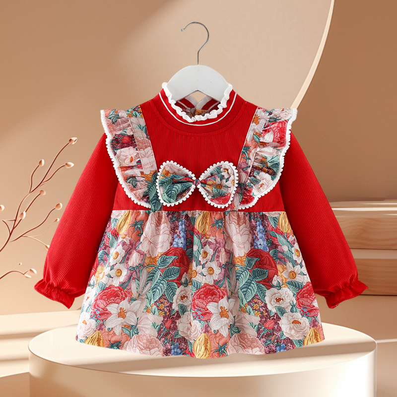 Baby girl smock outer wear princess dress autumn and winter baby