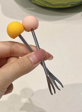高颜值西瓜水果叉家用客厅茶几创意可爱水果盘碗不锈钢小叉子套装