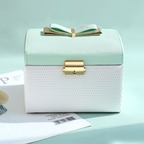 PICALS首饰盒大容量高档PU皮耳环戒指饰品收纳抽屉式带锁圣诞礼物 - 图3