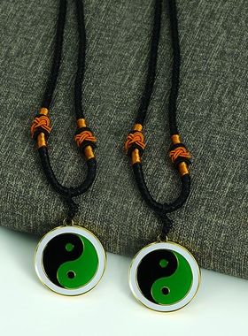 黄铜2.6CM潘氏双面五行吊坠乾坤艮兑离砍巽震八宫万字太极金项链