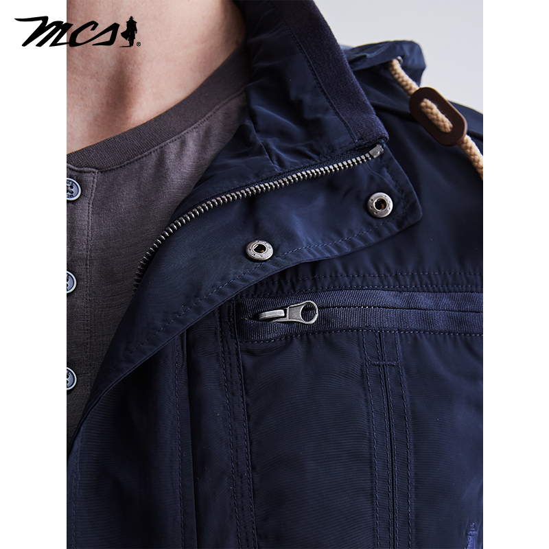 MCS男装源自万宝路秋季美式休闲潮流连帽夹克复古时尚高级感外套 - 图1