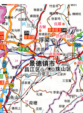 2026新款 景德镇市地图 墙贴行政区划图 景德镇地图 交通地图