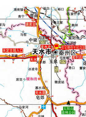 2026新款 天水市地图 墙贴 行政区划图 天水地图 交通海报地图