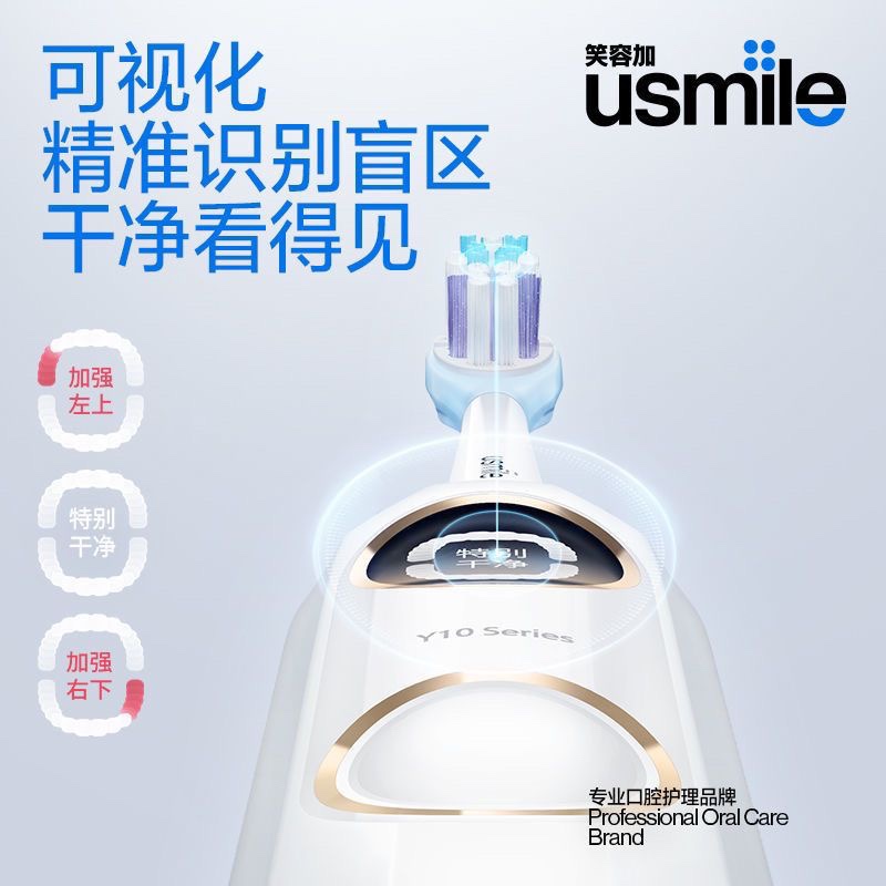 usmile电动牙刷笑容声波软毛成人情侣男女礼盒罗马柱Y10 PRO - 图1