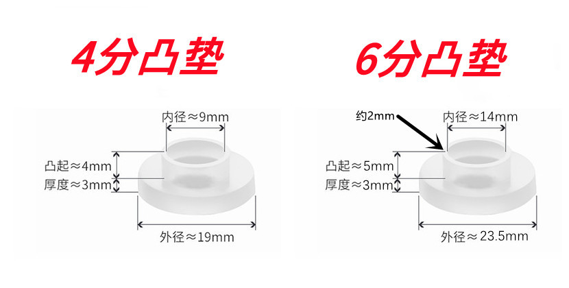 4分6分硅胶凸垫圈水管软管T型密封圈热水器阀龙接头防漏橡胶垫片