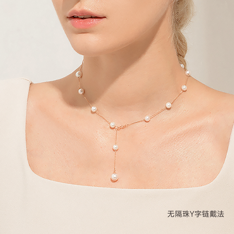 GiO珠宝满天星Akoya海水珍珠项链女18K金颈链锁骨链_虎窝淘
