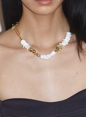 [SVRGN联名]OINICIO初印度假风液态不规则海星白色贝壳片拼接项链