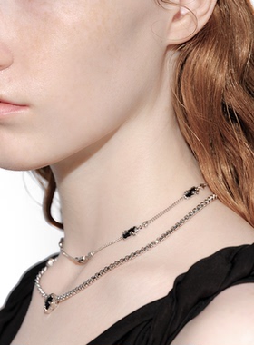 OINICIO初印925银黑玛瑙拼接项链