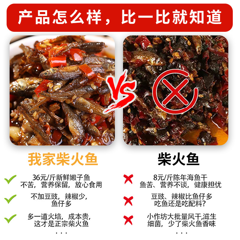 麻辣香辣剁椒小鱼仔湖南特产辣椒酱咸菜开味下饭酒菜零食小吃瓶装