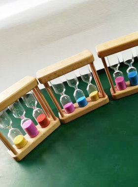 3连体木质泡漏5510 1 分钟计时器创意K家居摆件沙茶道具学生礼物