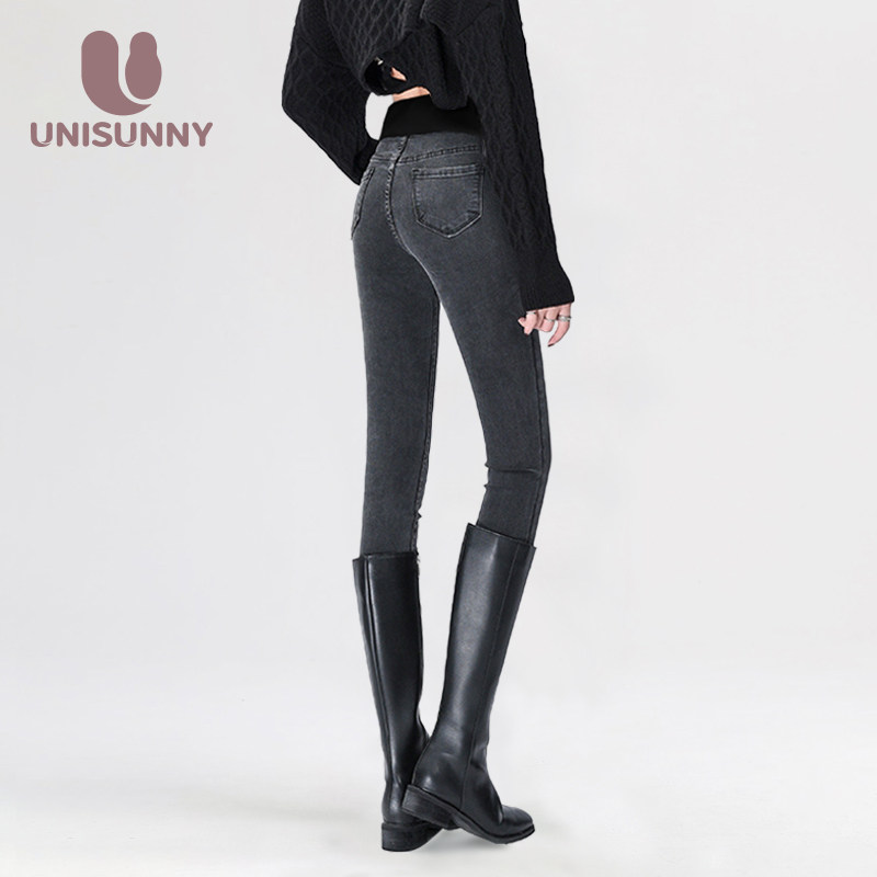 unisunny孕妇裤春秋外穿加绒牛仔裤 unisunny孕妇直筒裤