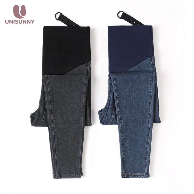unisunny孕妇裤春秋外穿加绒牛仔裤 unisunny孕妇直筒裤