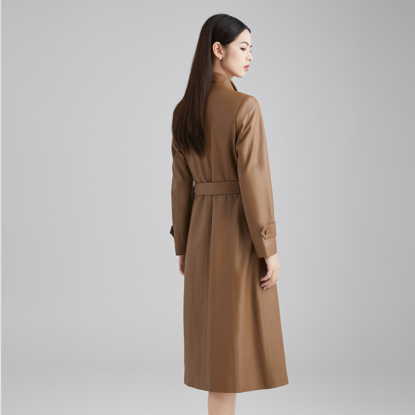 马天奴秋冬新款卡其绵羊皮衣外套翻领单排扣收腰时尚气质配腰带女,淘宝优惠券,粉丝福利购,淘宝优惠卷