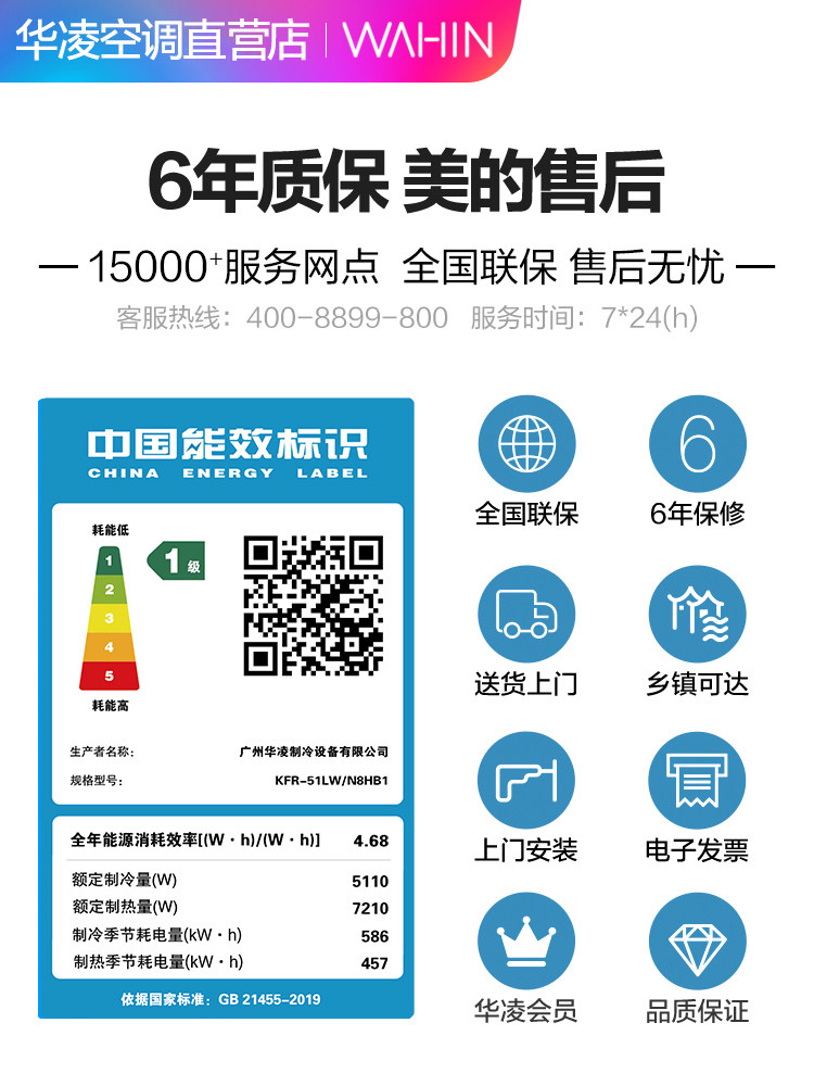 华凌大2匹2p一级立式变频柜机 华凌金龙易修空调