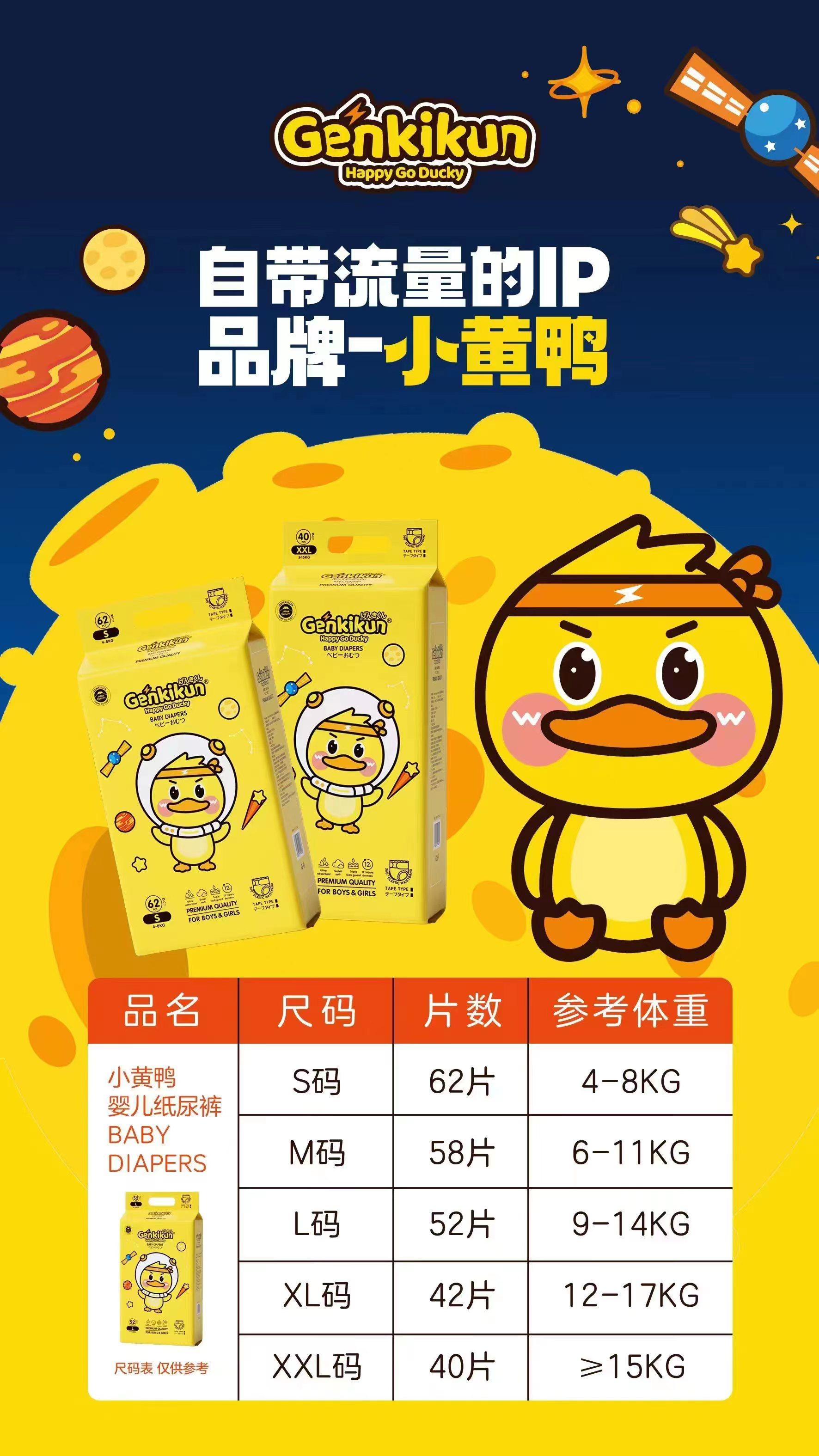 小黄鸭纸尿裤Genkikun婴儿宝宝全包臀元气鸭拉拉学步成长裤薄尿片,淘宝优惠券,粉丝福利购,淘宝优惠卷