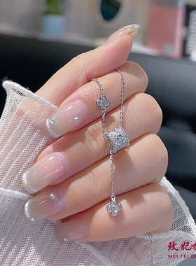 小蛮腰四叶草纯银项链女个性网红